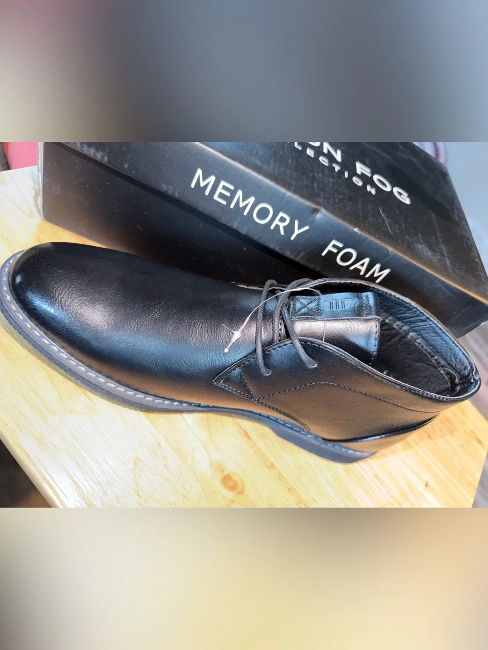 London Fog Black Lace Up Chukka Boots With Memory Foam Sz 9.5